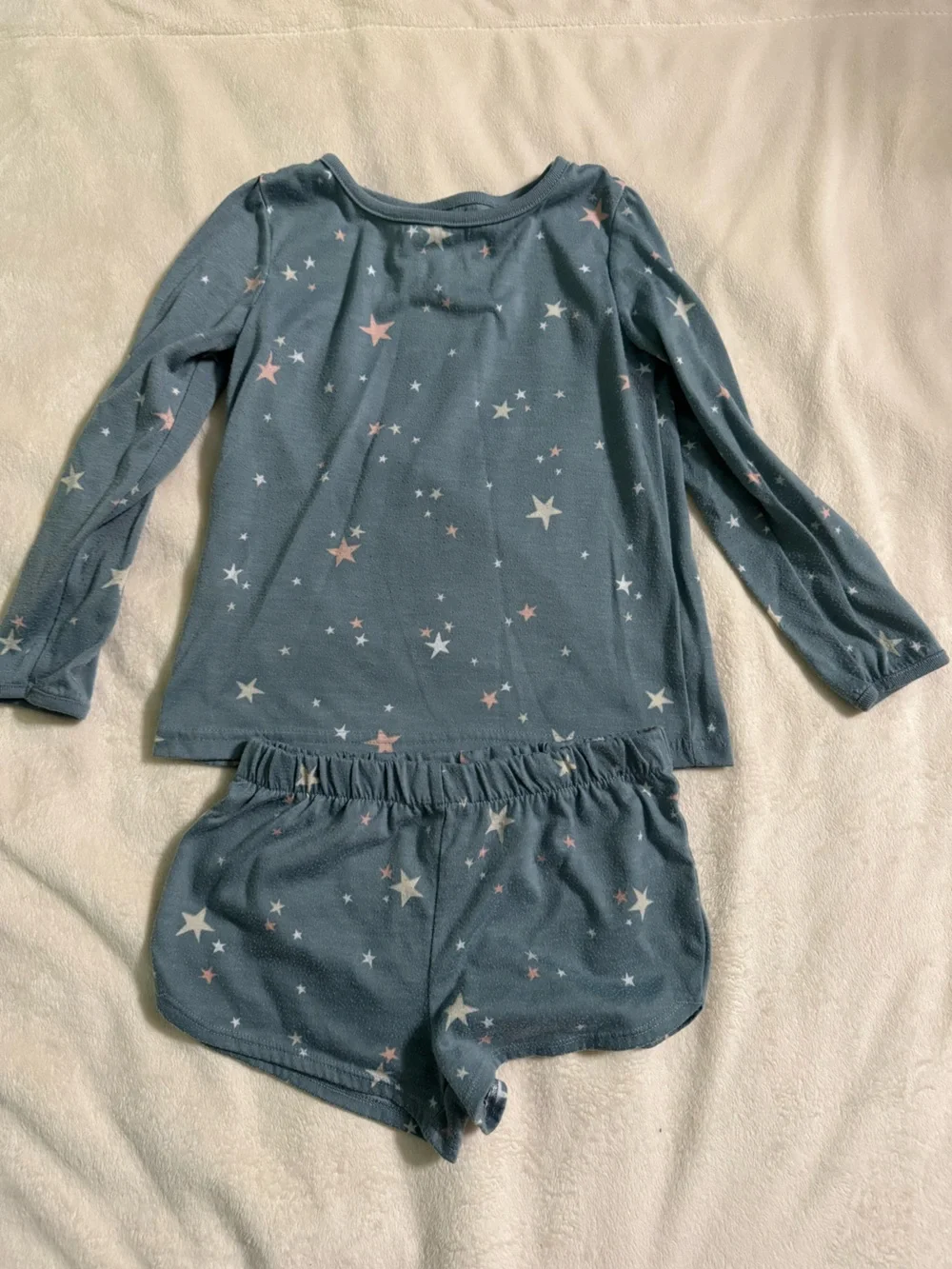 Carter's Blue Star Print Long Sleeve Top and Shorts Pajama Set